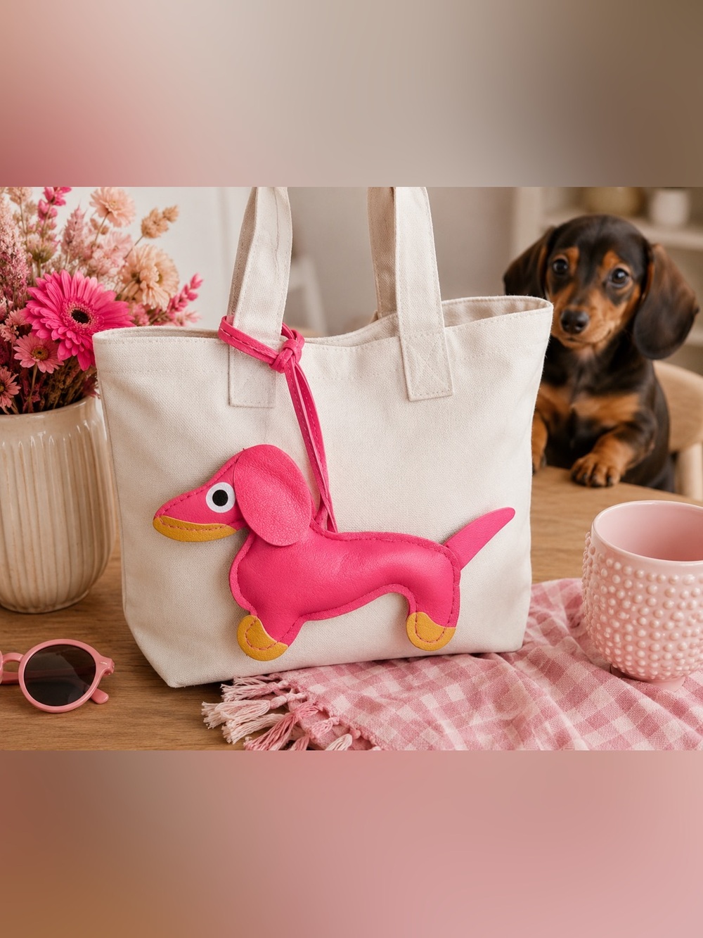 Hot Pink Dachshund Bag Charm